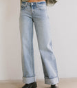 cuffed wide leg denim