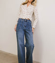 dark wash wide leg denim