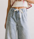 Adjustable waist straps denim in light wash