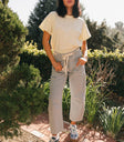 Striped denim pants