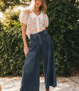 Wide leg denim in medium wash