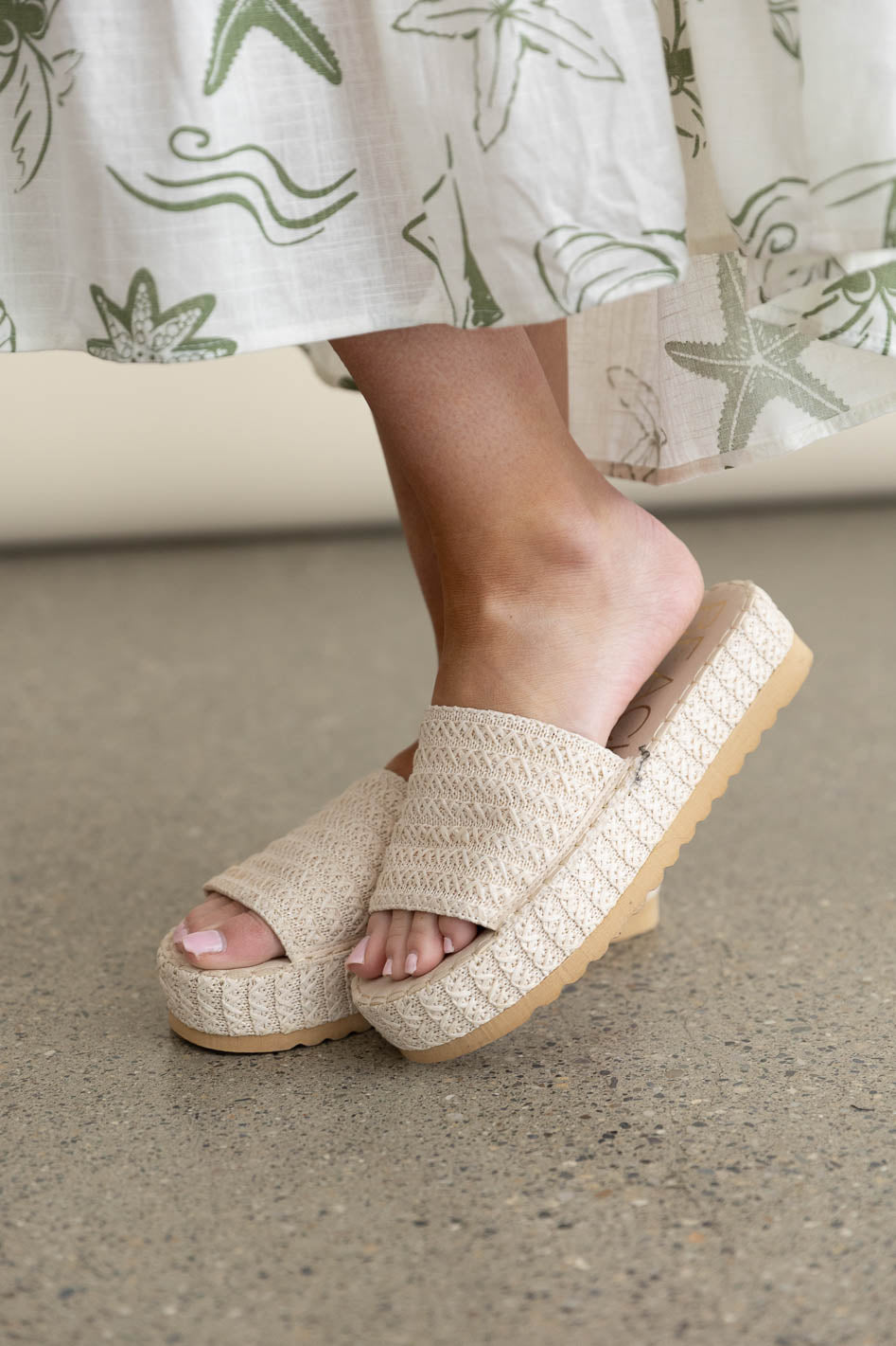 White platform sandals