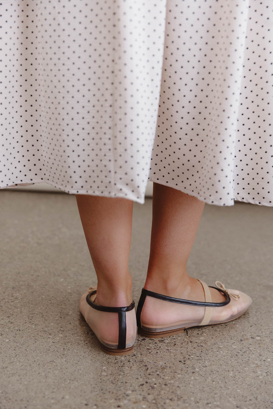 Sheer flat shoes in cream