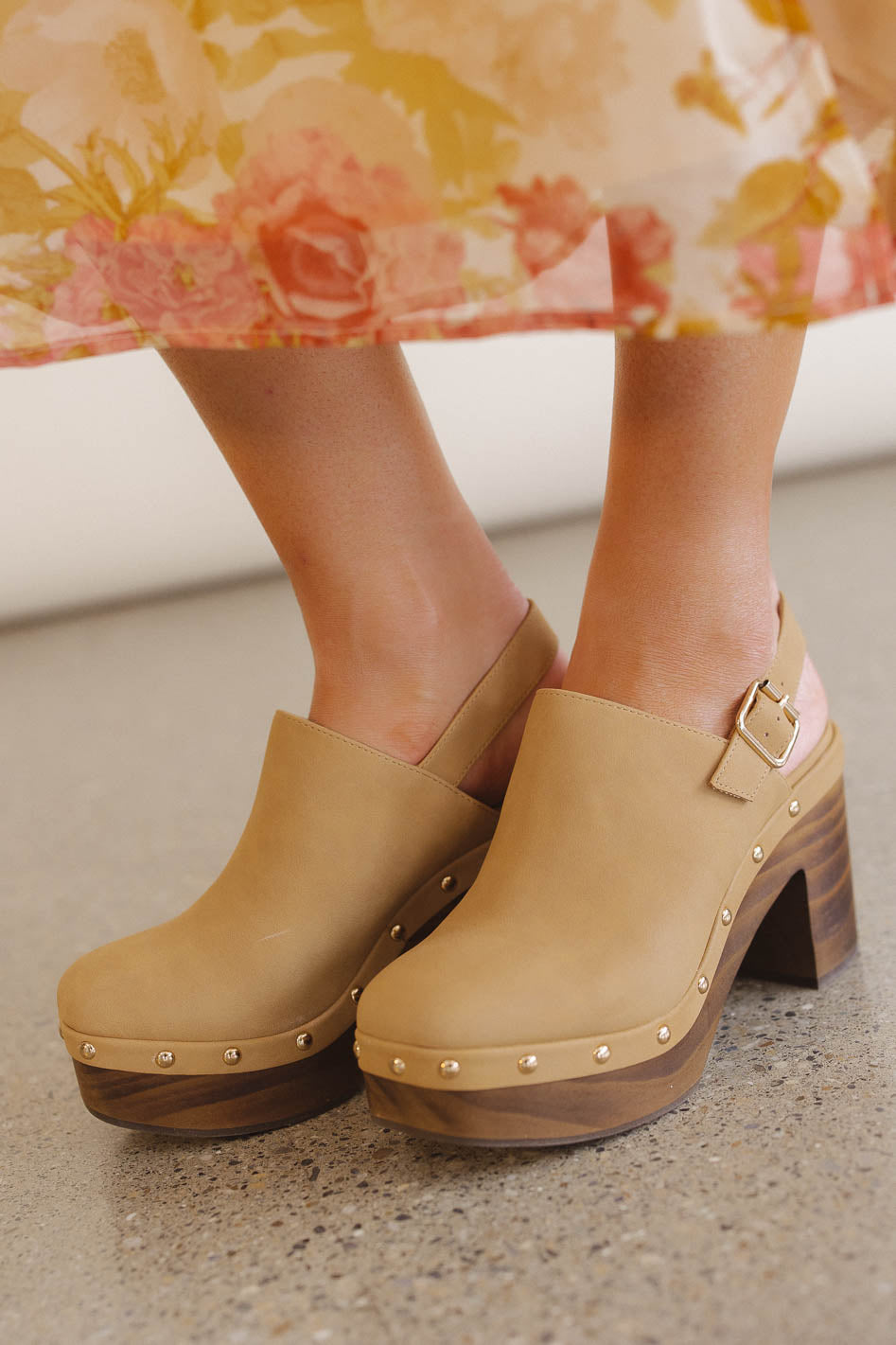 Tan mule clogs