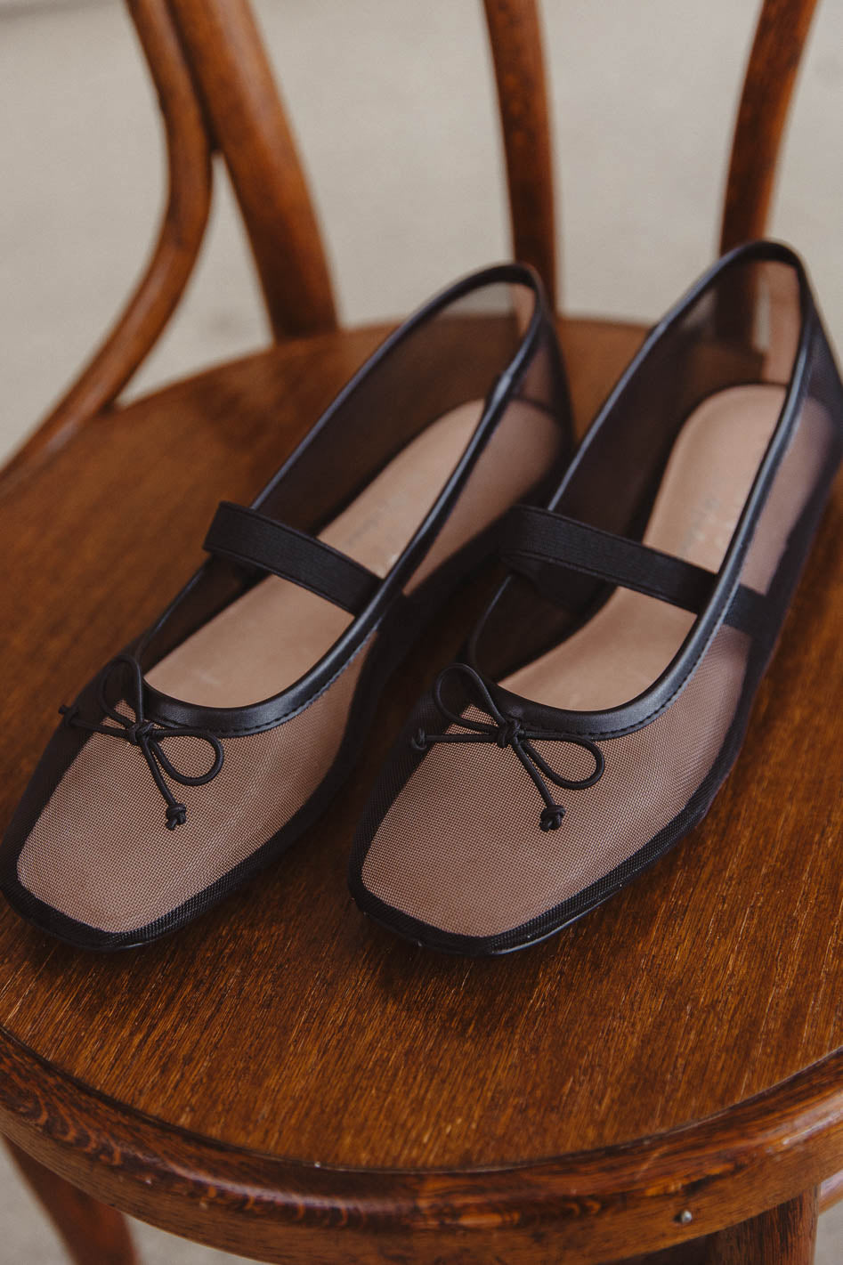 Sheer ballet shoes in black