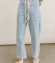 drawstring barrel jeans with stripes