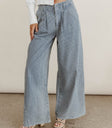denim wash striped pants