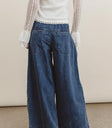 Two back pockets denim in dark wash