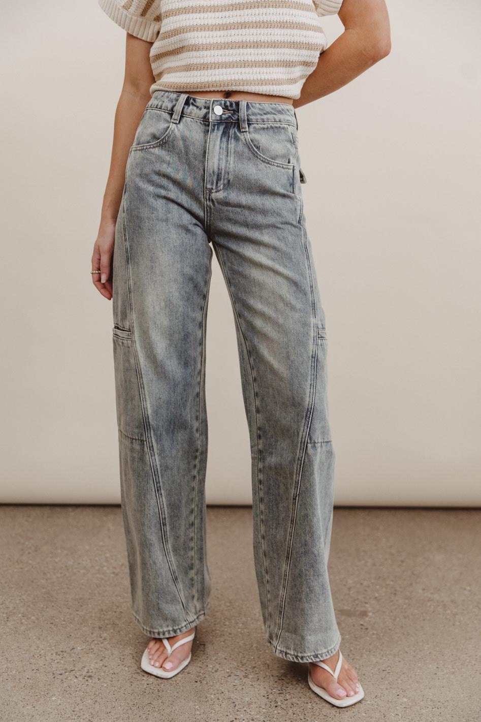 High rise denim in medium wash