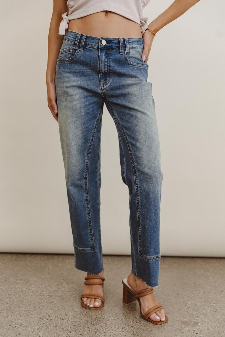 Low rise denim in medium wash