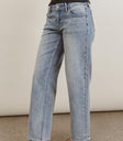 Straight leg denim in medium wash