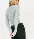 CUFFED KNIT WAFFLE TOP