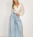 wide leg denim with drawstrings