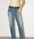 Low rise denim in medium wash