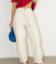 High rise denim in cream
