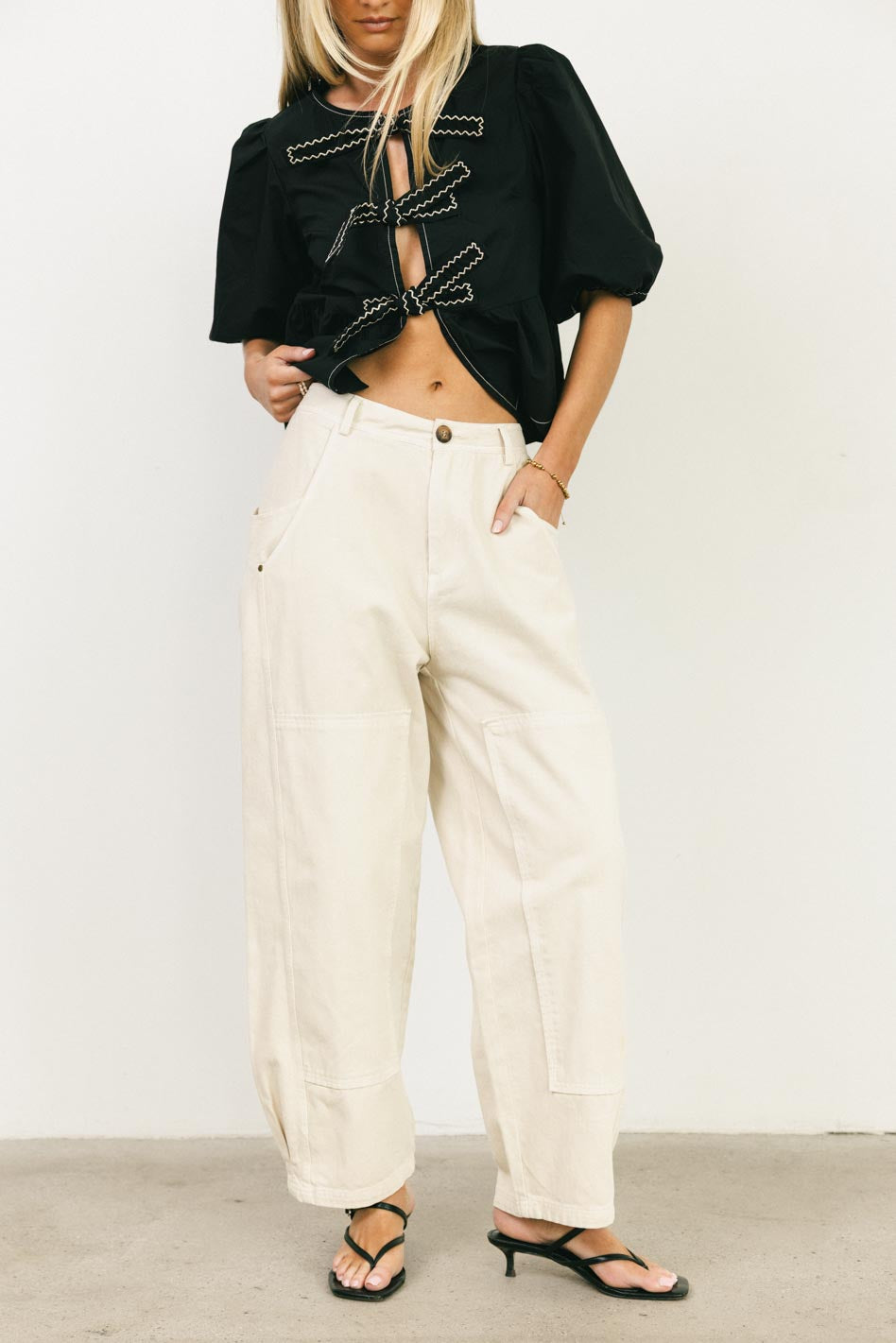 Two hand pockets denim in cream