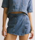 denim mini skort