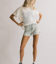 distressed light wash denim