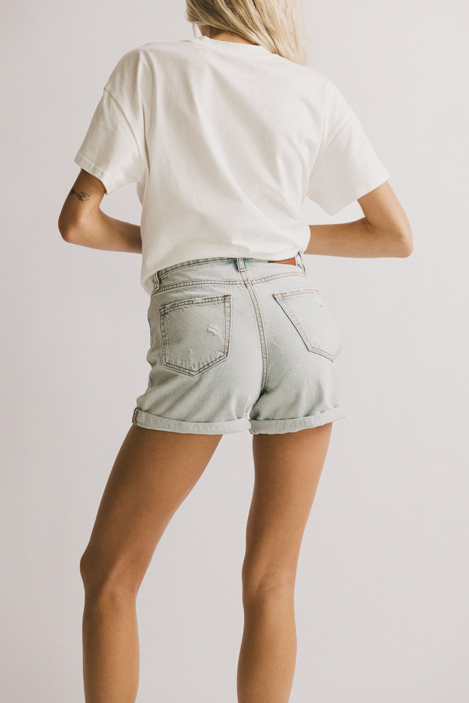 distressed light wash denim