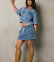 denim top with pockets