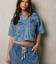 collared denim top