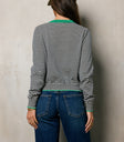 striped top with green collar