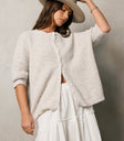 short sleeve cardigan in oatmeal