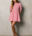 SHORT SLEEVE WITH ELASTIC CUFFS MIDI DRESS