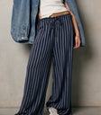 navy striped pants