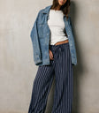 wide leg stripe pants