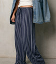 navy wide leg pants