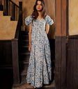 blue floral puff sleeve dress