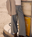 striped wide leg denim