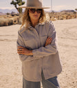 oversized denim jacket in taupe