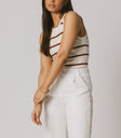 RED AND CREAM STRIPED TANK TOP