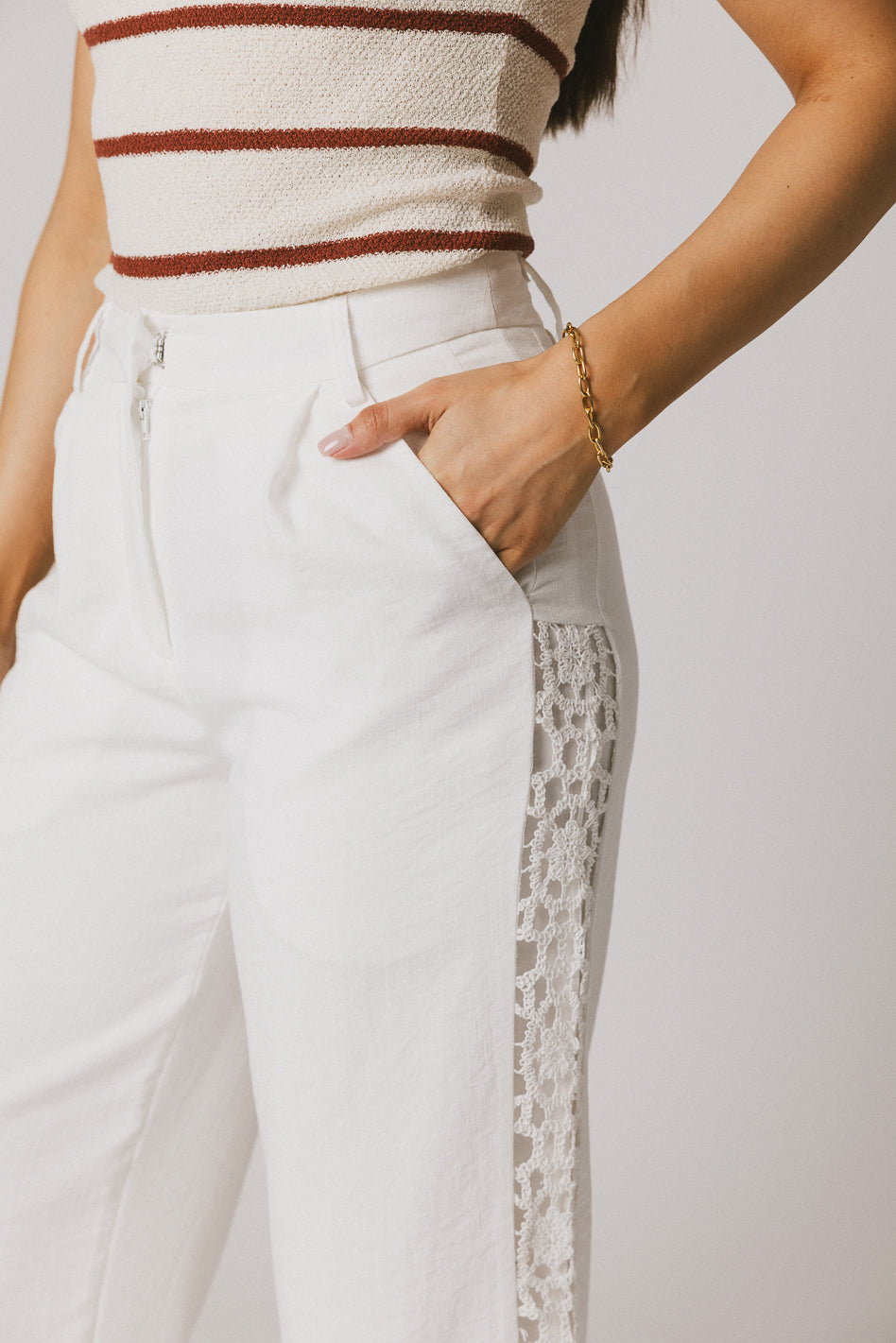 Karie Crochet Pants in White