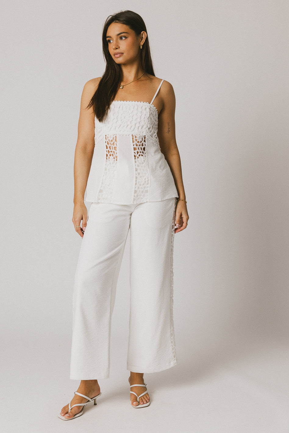 Karie Crochet Pants in White