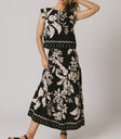 abstract black and white skirt set