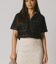 DENIM COLLARED BLOUSE