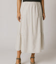 STRIPED MIDI SKIRT