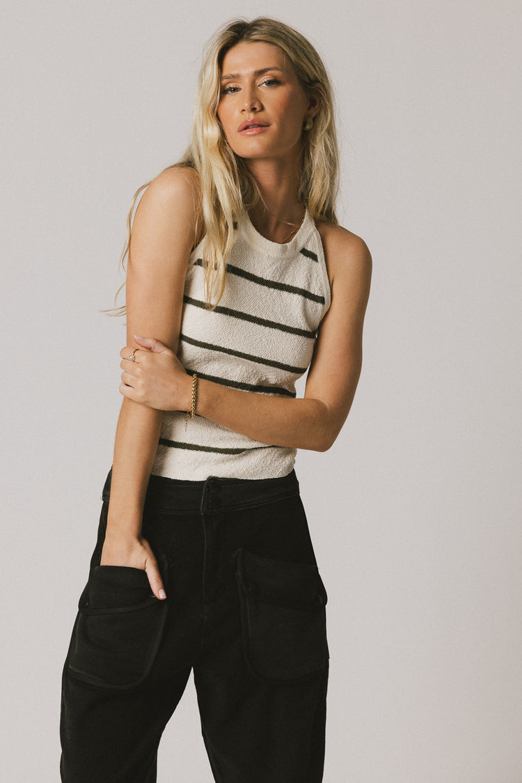 TANK TOP WITH OLIVE STRIPES