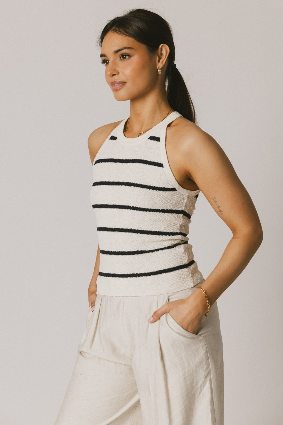 STRIPED TAN K TOP