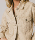 denim jacket with floral pattern