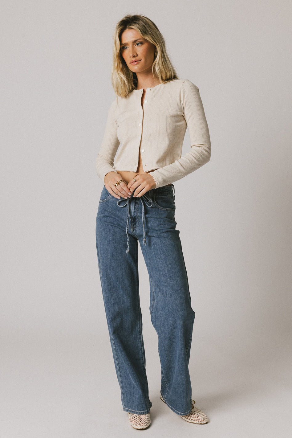LONG SLEEVE KNIT TOP IN IVORY