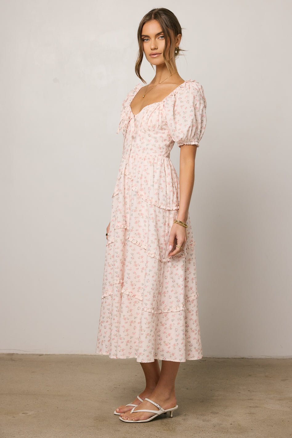 puff sleeve floral dress