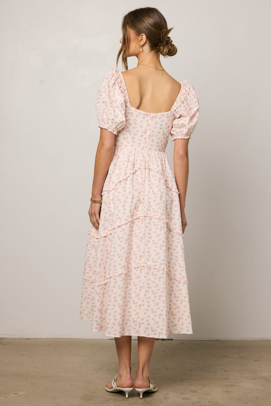 pink dress with floral print
