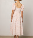 pink dress with floral print