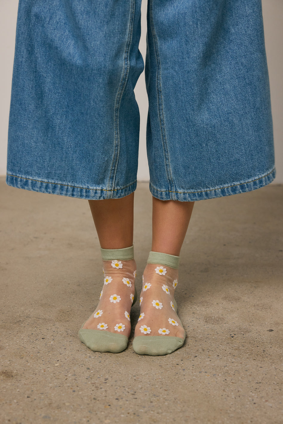 green socks with flowers