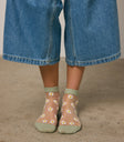 green socks with flowers