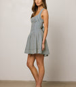 blue striped dress